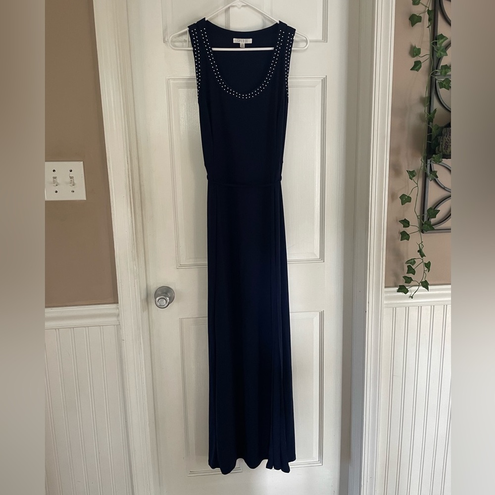 Spence size 12 maxi, spandex navy sleeveless dress.